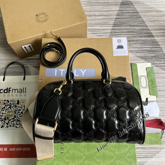 Gucci官網新款壓花G全皮肩背女包 古馳GG絎縫皮革手提包702242 gqy4633
